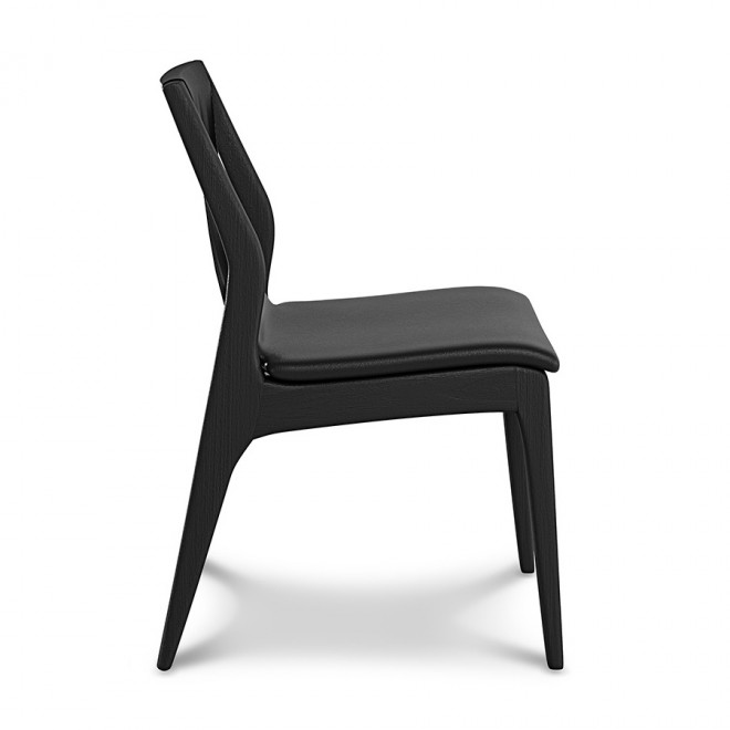 Cadeira Estofada Tori - Assento/Encosto Preto Com Estrutura Ébano