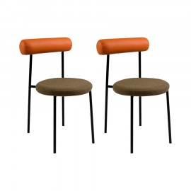 Conjunto de 2 Cadeiras Olivia Eco Leather Caramelo e Verde