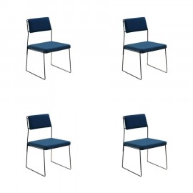 Conjunto de 4 Cadeiras Estofadas Spot Azul Marinho