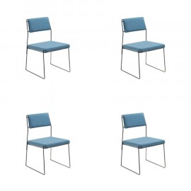 Conjunto de 4 Cadeiras Estofadas Spot Azul