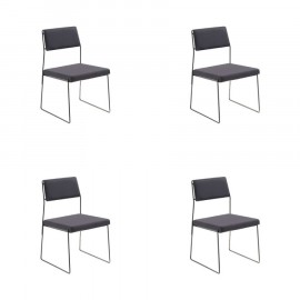 Conjunto de 4 Cadeiras Estofadas Spot Cinza Grafite