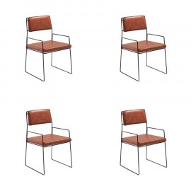 Conjunto de 4 Cadeiras Spot Com Braço Eco Leather