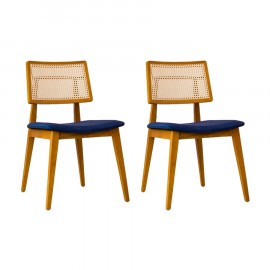 Conjunto de 2 Cadeiras de Palhinha Búzios Azul Marinho