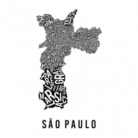 Quadro Mapa Tipográfico São Paulo Branco