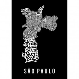 Quadro Mapa Tipográfico São Paulo Preto