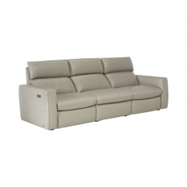 Sofá Retrátil Elétrico Genova em Couro Natural Off White
