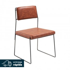Cadeira Estofada Spot Eco Leather Caramelo