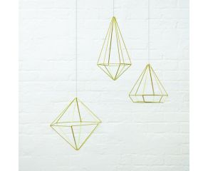 conjunto de decoração prisma dourado