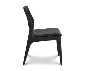 Cadeira Estofada Tori - Assento/Encosto Preto Com Estrutura Ébano