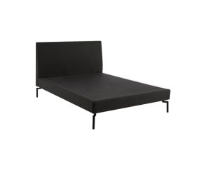 Cama Estofada Thea com Cabeceira em Linho Chumbo