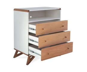 Cômoda Mooca Com Nicho e 3 Gavetas - Branco e Jatobá