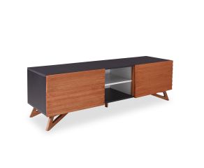 Rack Itaim Preto Com Nicho e Portas Jatobá 160cm