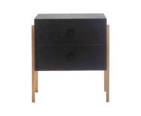 mesa de cabeceira 2 gavetas pine preto pes tauari frente