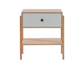 mesa de cabeceira pine carvalho com gaveta branco pes tauari frente