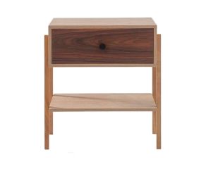 mesa de cabeceira pine carvalho com gaveta pau ferro pes tauari frente