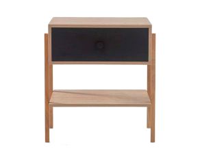 mesa de cabeceira pine carvalho com gaveta preto pes tauari frente