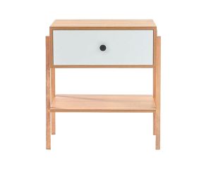 mesa de cabeceira pine dual com gaveta branco pes tauari frente