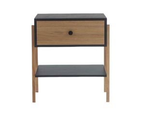 mesa de cabeceira pine preto com gaveta dual pes tauari frente