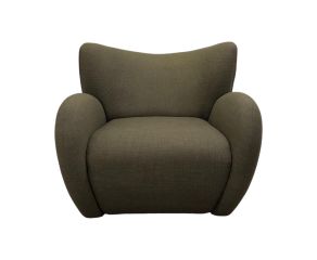 poltrona estofada lótus em tecido tricot verde com base fixa