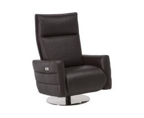 Poltrona Natuzzi monarco retratil em couro natural café