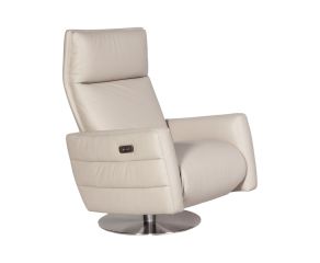 Poltrona Natuzzi monarco retratil em couro natural off white