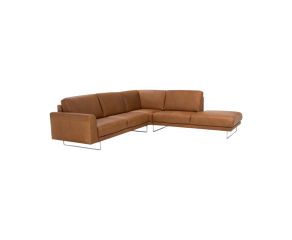 Sofá de Canto Satin Natuzzi em Couro Natural Caramelo