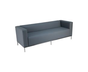 Sofá Quadra 3 Lugares Eco Leather Cinza Claro