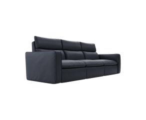 Natuzzi Sofá Retrátil Elétrico Dario em Couro Natural Preto