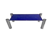 Mesa de Centro Tiago Vidro Martelado Azul