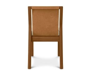 Cadeira Estofada Tori - Assento Cinza Claro, Encosto Marrom e Base Mel