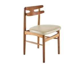 Cadeira HW - Carvalho Mel + Assento Corino Bege