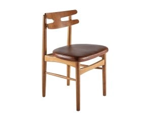 Cadeira HW - Carvalho Mel + Assento Corino Marrom