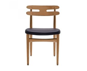 Cadeira HW - Natural + Assento Corino Preto