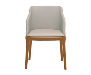 Cadeira Juli - Madeira Mel + Assento Corino Branco