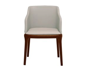 Cadeira Juli - Madeira Tabaco + Assento Corino Branco