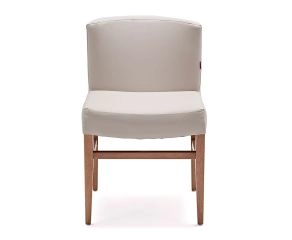 cadeira estofado em couro bege