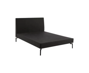 Cama Estofada Thea com Cabeceira em Linho Chumbo