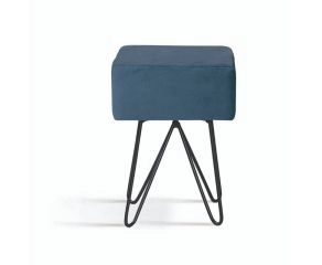 Pufe Lina Base Aço - Azul Marinho