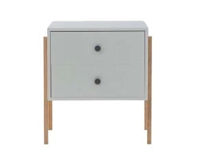 mesa de cabeceira 2 gavetas pine branco gavetas branco pes tauari frente