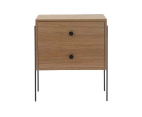mesa de cabeceira 2 gavetas pine dual pes metal frente