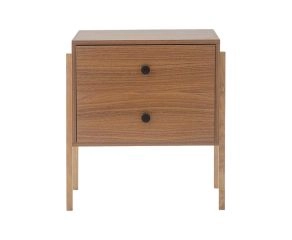 mesa de cabeceira 2 gavetas pine freijo pes tauari frente