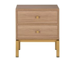 Mesa de Cabeceira Adra 2 Gavetas Madeira Dourado