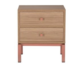 Mesa de Cabeceira Adra 2 Gavetas Madeira Rose