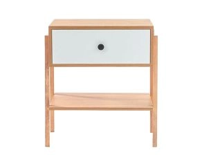 mesa de cabeceira pine dual com gaveta branco pes tauari frente