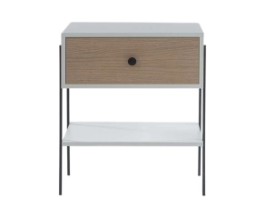 Mesa de Cabeceira Pine Branco Com Gaveta Carvalho