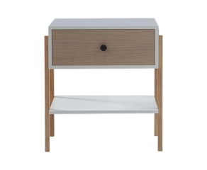 Mesa de Cabeceira Pine Branco Com Gaveta Carvalho