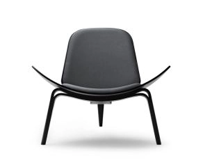 Poltrona Shell - Estrutura Preto + Assento e Encosto Corino Preto