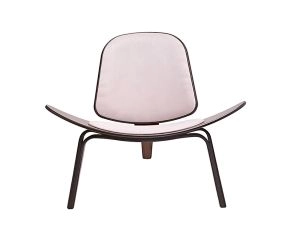 Poltrona Shell - Estrutura Pau Ferro + Assento e Encosto Corino Branco