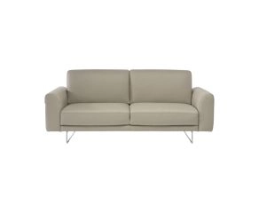 Sofá 3 Lugares Satin em Couro Natural Off White