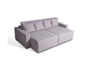 sofá retrátil argos em tecido cinza confortável ideal para salas versáteis